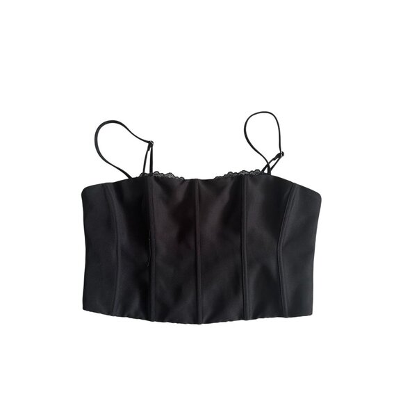 WHITE FOX Black Lace Trim Crop Tank Top Size XL - Picture 5 of 6